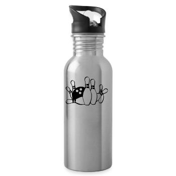 Bowling - Trinkflasche mit integriertem Trinkhalm - Lightsilver - Rechts