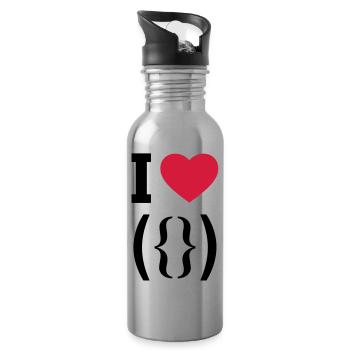 I LOVE PUSSY - ASCII - Porn - Porno - Water bottle with straw - silver - Right