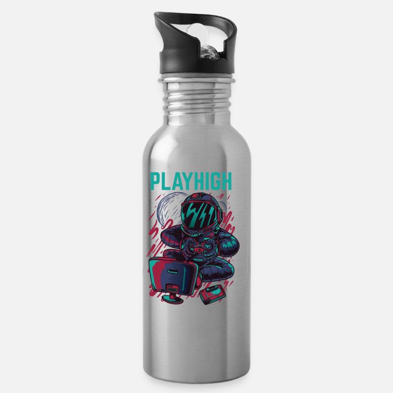 Playhigh Astronaute - Gourde avec paille intégrée - argent clair