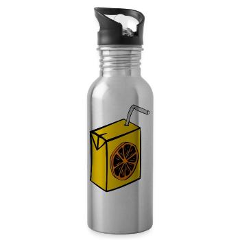 juice box cardboard one-way straw orange drinks - Water bottle with straw - silver - Right
