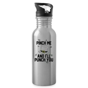Saint Patrick's Day leprechaun shamrock green gift - Water bottle with straw - silver - Right