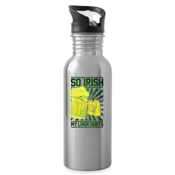 Irisch meine Leber schmerzt Bier trinken Geschenk - Trinkflasche mit integriertem Trinkhalm - Lightsilver - Rechts