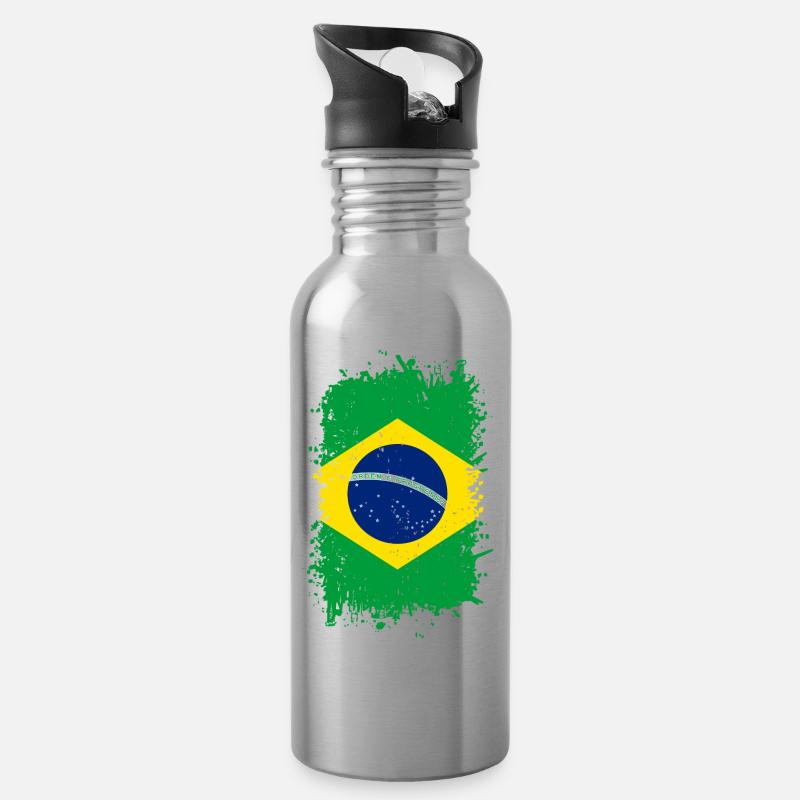 Brésil - Gourde avec paille intégrée - argent clair