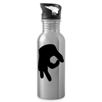 Reingelegt (Handzeichen) - Trinkflasche mit integriertem Trinkhalm - Lightsilver - Rechts
