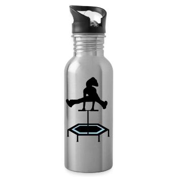 jumping trampoline girl jumping jump gift - Water bottle with straw - silver - Right