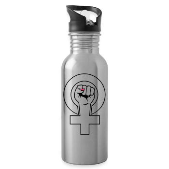feministin - Trinkflasche mit integriertem Trinkhalm - Lightsilver - Rechts