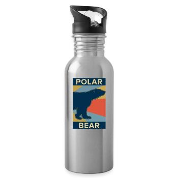 Ours polaire ours polaire animal cadeau froid nature ours - Gourde avec paille intégrée - argent clair - Droite