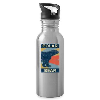 Polar bear bears polar bear gift vintage animal - Water bottle with straw - silver - Right
