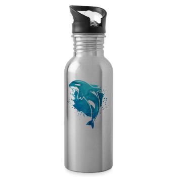 Wal Orca Freiheit Fisch Tier Geschenk vintage - Trinkflasche mit integriertem Trinkhalm - Lightsilver - Rechts