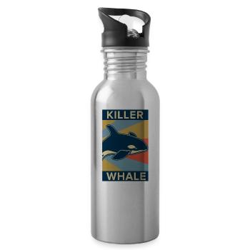Épaulard orque poisson cadeau mer océan animal - Gourde avec paille intégrée - argent clair - Droite