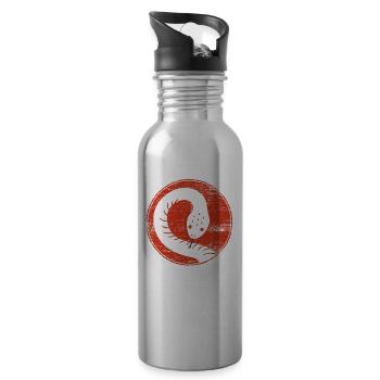 Snake animal skin leather gift vintage red - Water bottle with straw - silver - Right
