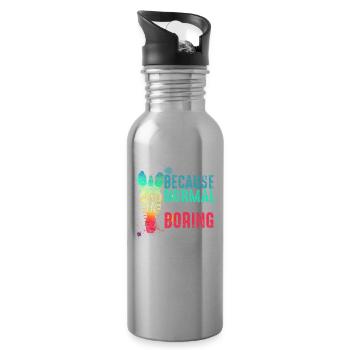 Normal boring party gift zebra vintage - Water bottle with straw - silver - Right