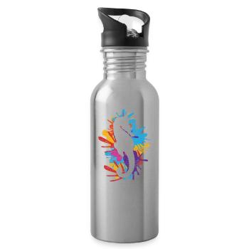 Seepferd Seepferdchen Fisch Meer Ozean Geschenk - Trinkflasche mit integriertem Trinkhalm - Lightsilver - Rechts