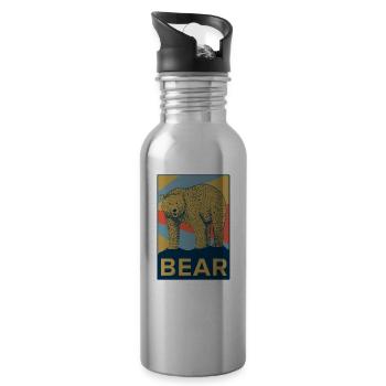Bear Teddy Bear Zoo Animal Park Gift Grizzly - Water bottle with straw - silver - Right
