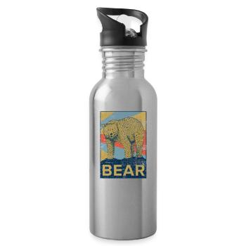 Ours animal nature câlin idée cadeau vintage - Gourde avec paille intégrée - argent clair - Droite