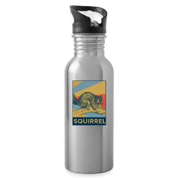 Écureuil, rongeur, noix, animal, cadeau - Gourde avec paille intégrée - argent clair - Droite