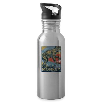 Monkey primate gorilla chimpanzee animal zoo zoo - Water bottle with straw - silver - Right