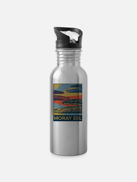 Moray eel diver fish ocean sea creature animal - Water bottle with straw - silver