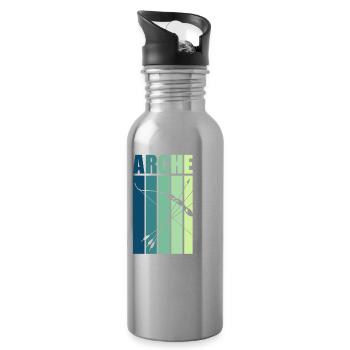 Archery Gift Idea & T-Shirt - Water bottle with straw - silver - Right