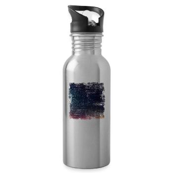 Starry sky night sky star universe moon - Water bottle with straw - silver - Right