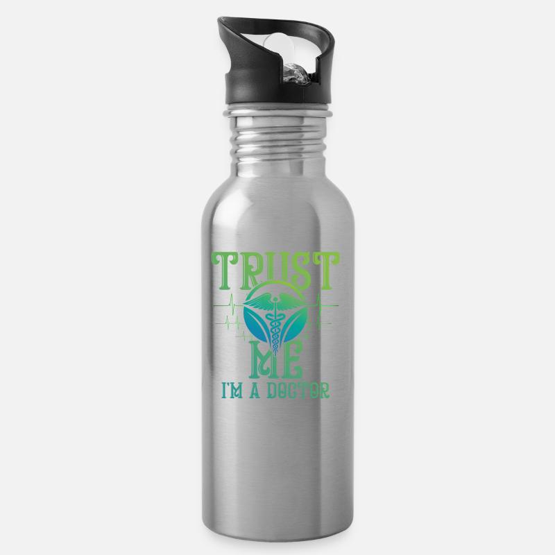 Arzt Pfleger Krankenschwester Krankenhaus Medizin - Trinkflasche mit integriertem Trinkhalm - Lightsilver