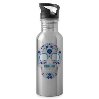 mexican skull - Trinkflasche mit integriertem Trinkhalm - Lightsilver - Rechts