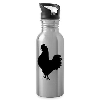 chicken_design - Water bottle with straw - silver - Right