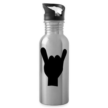 Rock and roll hand de - Trinkflasche mit integriertem Trinkhalm - Lightsilver - Rechts