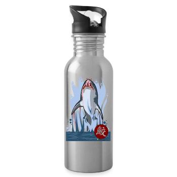 Requin - Gourde avec paille intégrée - argent clair - Droite