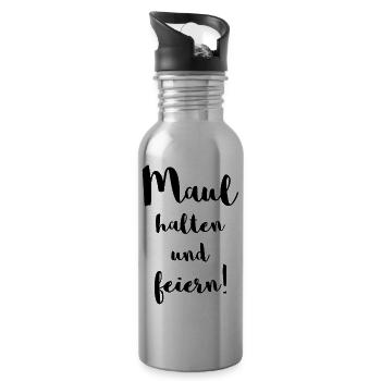 Maul halten & feiern / Party / Party machen - Trinkflasche mit integriertem Trinkhalm - Lightsilver - Rechts