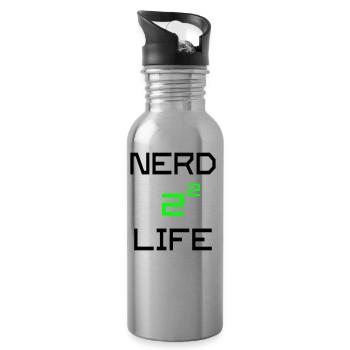 Nerd 4 Life - Math Saying - Water bottle with straw - silver - Right