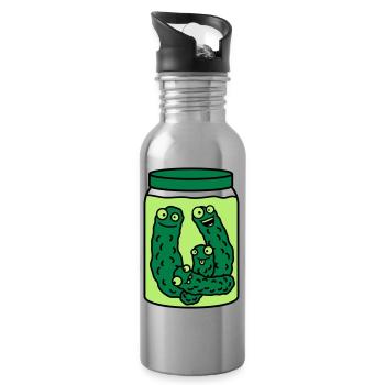 Funny Cucumber Preserving Jar - Water bottle with straw - silver - Right