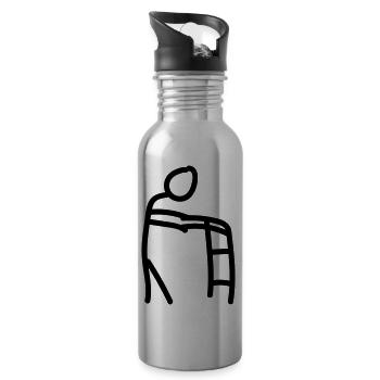 Pensioner walking aid - Water bottle with straw - silver - Right