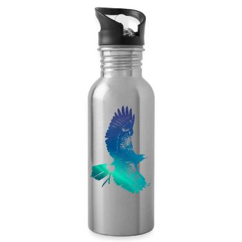 Flying eagle - Water bottle with straw - silver - Right