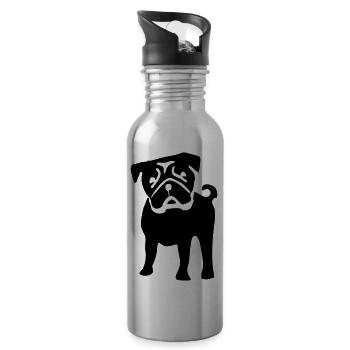 pug - Water bottle with straw - silver - Right