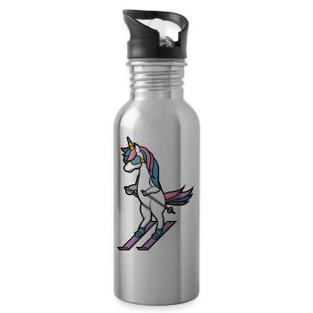 Apres Ski Party Crew Licorne amusant cabane de ski - Gourde avec paille intégrée - argent clair - Droite