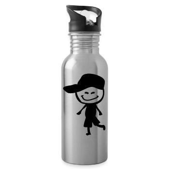 Sourire garçon dans le chapeau - Gourde avec paille intégrée - argent clair - Droite