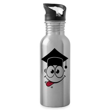 Gesicht Absolvent 1 - Trinkflasche mit integriertem Trinkhalm - Lightsilver - Rechts