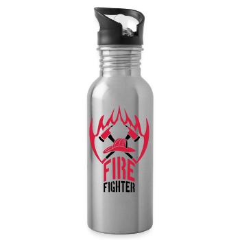 Fire flame helmet 2 axes firefighter - Water bottle with straw - silver - Right