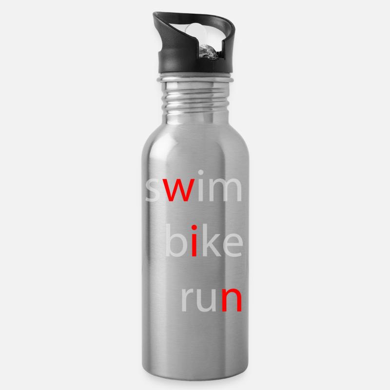 Triathlon - Trinkflasche mit integriertem Trinkhalm - Lightsilver