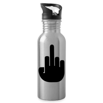fck_finger_f1 - Trinkflasche mit integriertem Trinkhalm - Lightsilver - Rechts