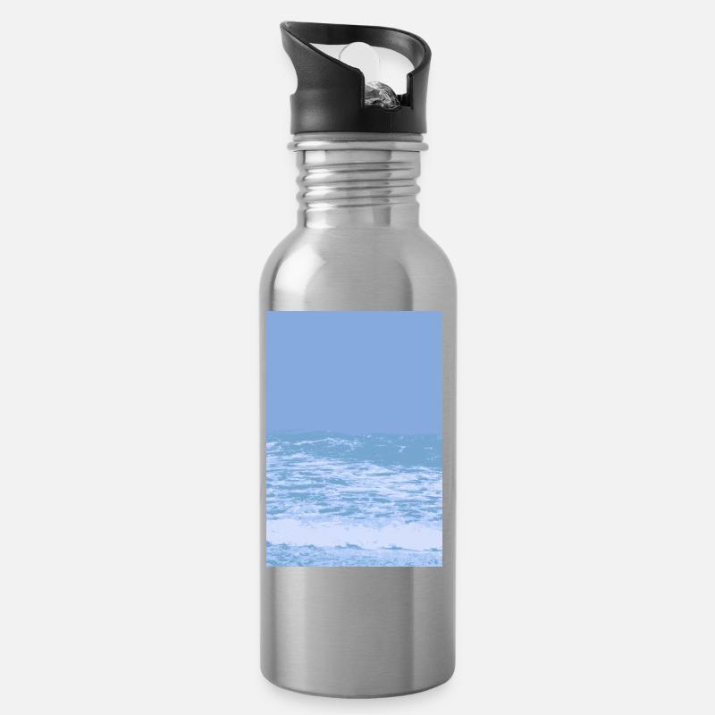 mer - Gourde avec paille intégrée - argent clair