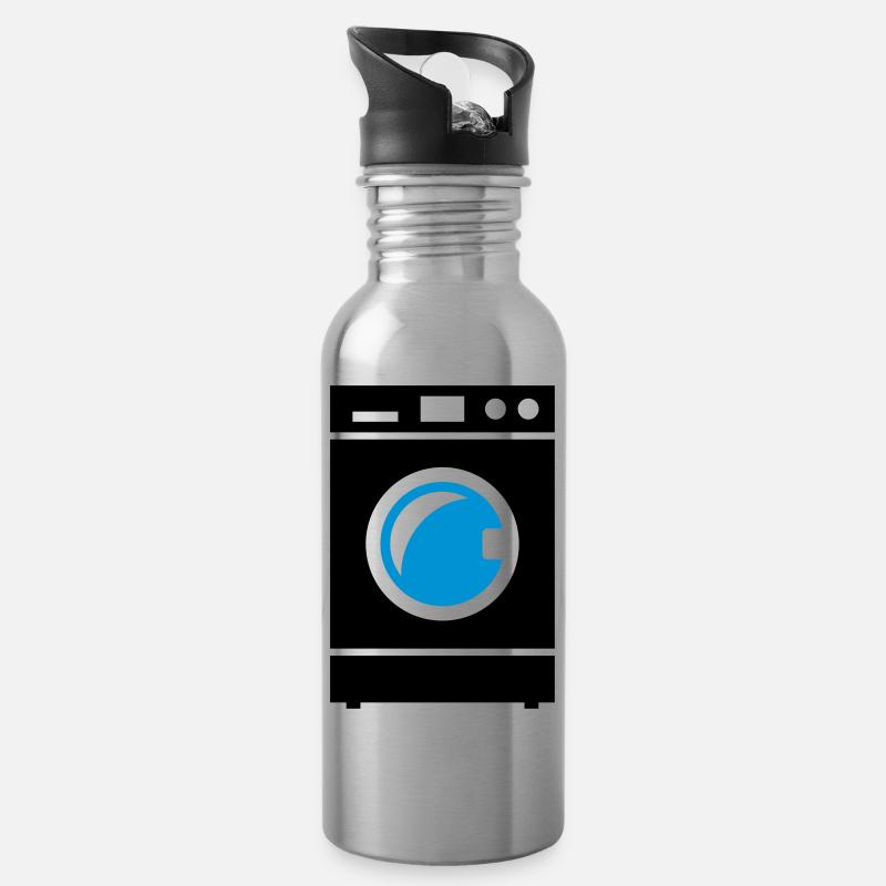 Machine à laver - Gourde avec paille intégrée - argent clair