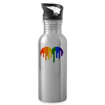 Stop Homophobia LGBT Gay Pride CSD - Water bottle with straw - silver - Right