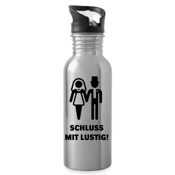Schluss Mit Lustig! (Hochzeit, Heirat, Brautpaar) - Trinkflasche mit integriertem Trinkhalm - Lightsilver - Rechts