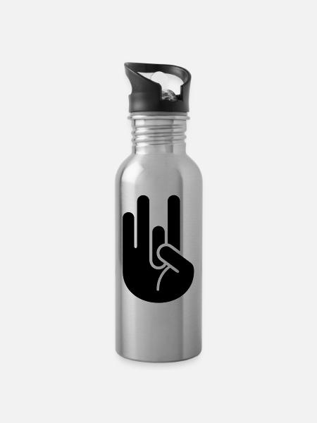 JDM Hand 2_1c - Water bottle with straw - silver
