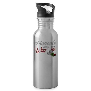Musikals theater and wine - Water bottle with straw - silver - Right