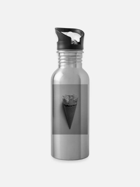 Waffeleis - Trinkflasche mit integriertem Trinkhalm - Lightsilver
