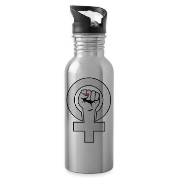 Feminist - Feministin - Trinkflasche mit integriertem Trinkhalm - Lightsilver - Rechts