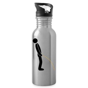 logo im stehen pinkeln pissen klo toilette erleich - Trinkflasche mit integriertem Trinkhalm - Lightsilver - Rechts